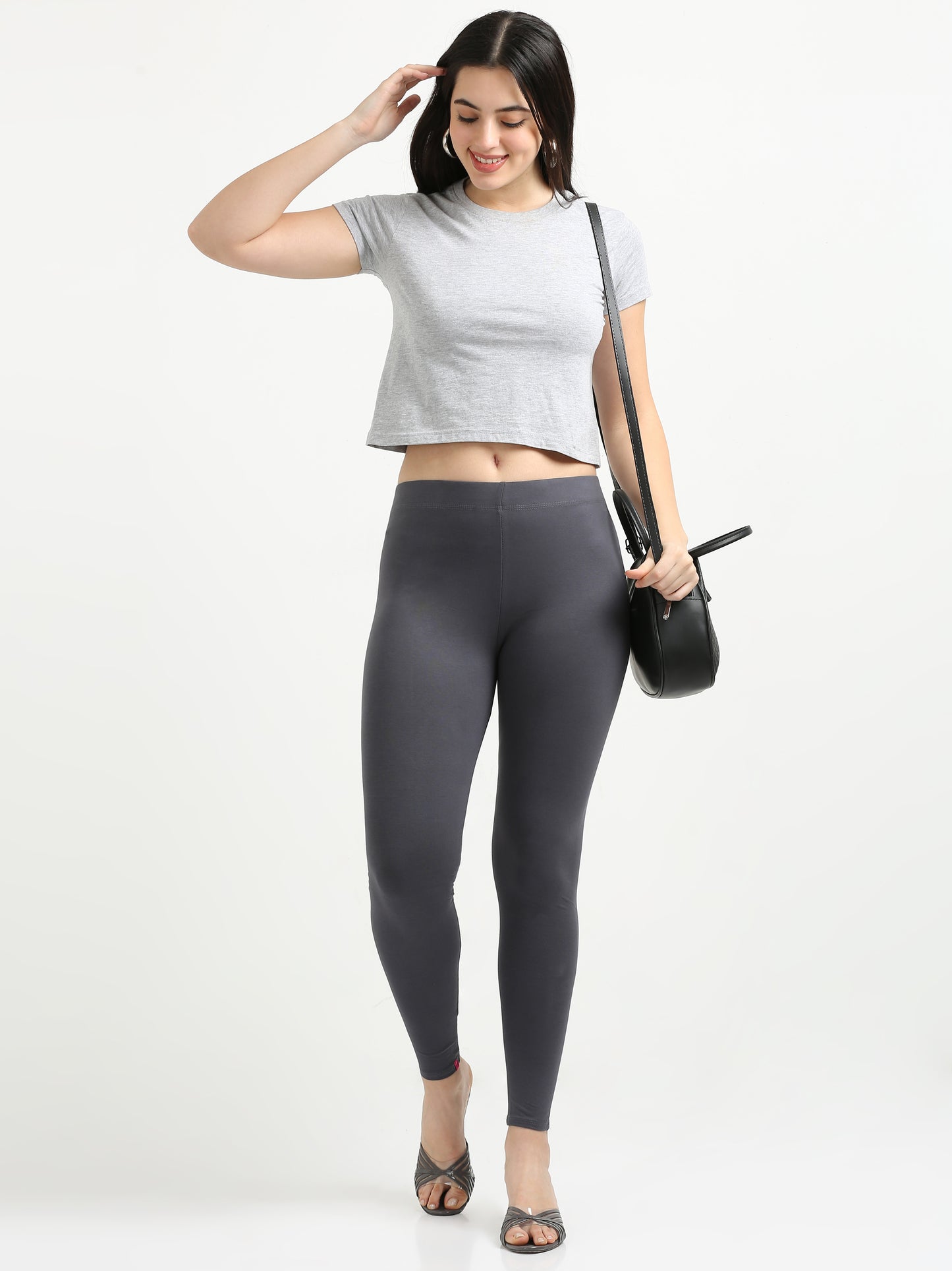 Varnam Women Ankle Length Cotton Leggings – E. Grey