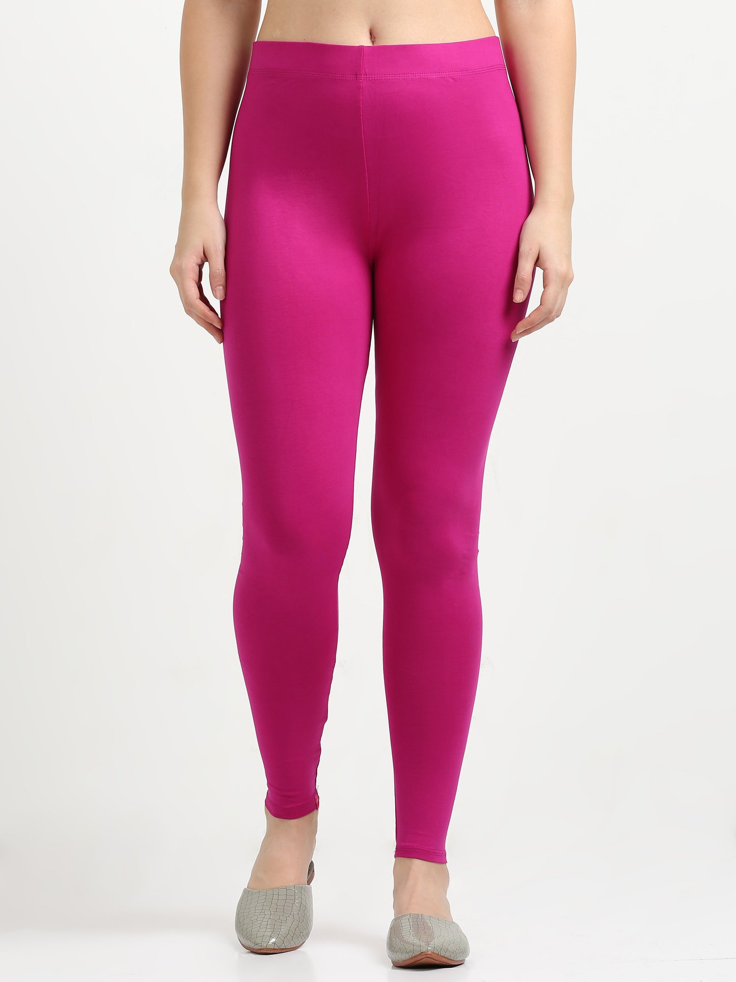 Varnam Women Ankle Length Cotton Leggings – Magenta