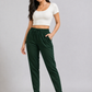 Varnam Women Lycra Slub Straight Pants – Bottle Green