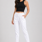 Varnam Women Lycra Slub Straight Pants – White