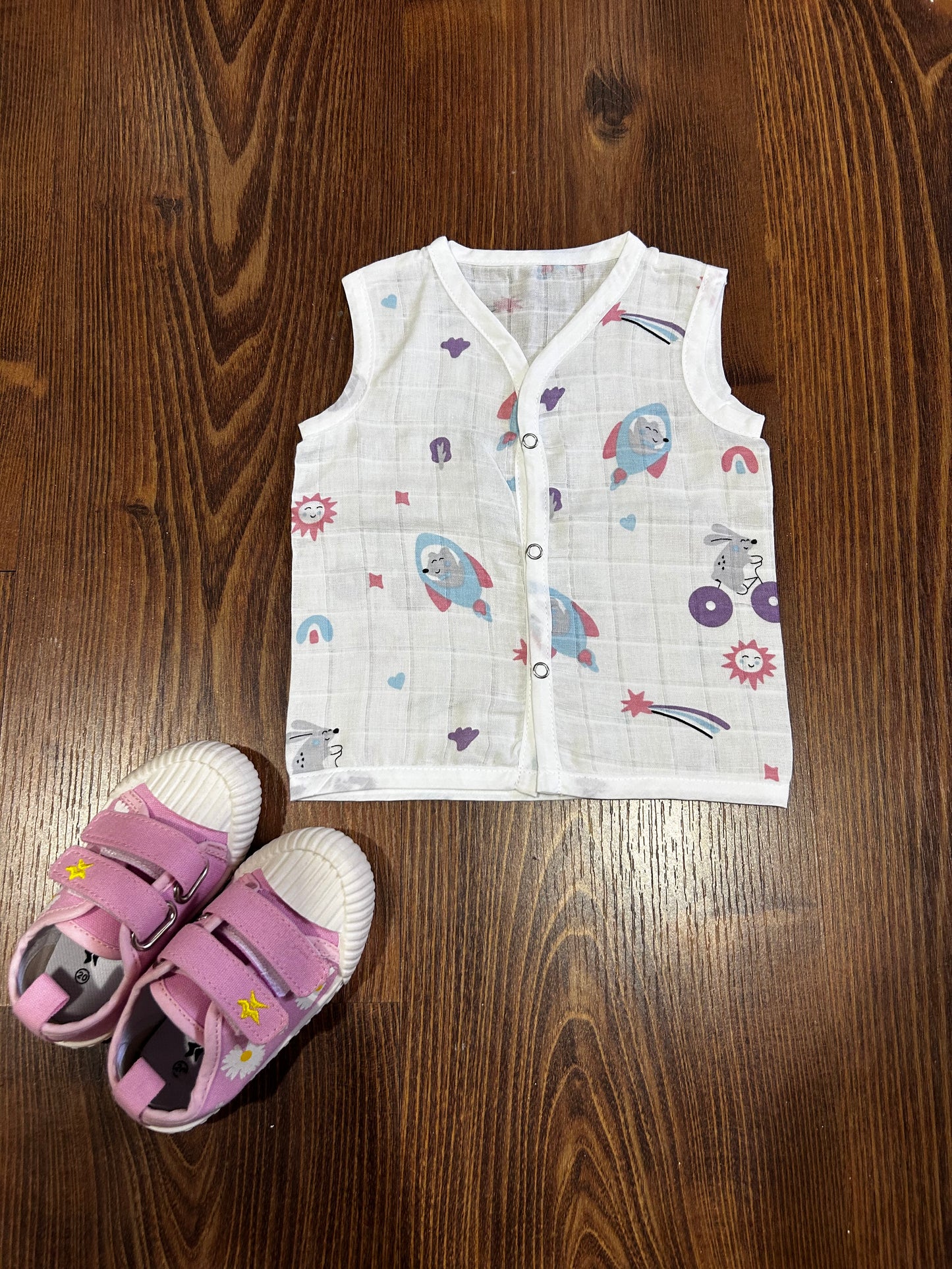Rocket Muslin Sleeveless Button Jabla