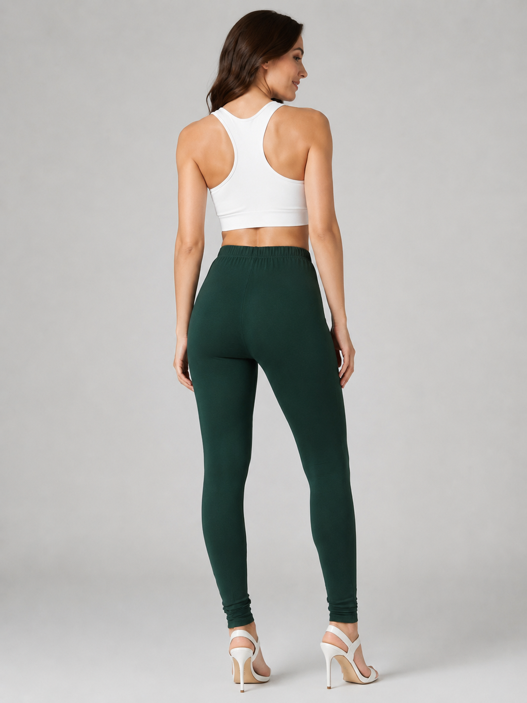 Brinda Women Full Length Cotton Leggings – Bottle Green
