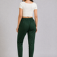 Varnam Women Lycra Slub Straight Pants – Bottle Green