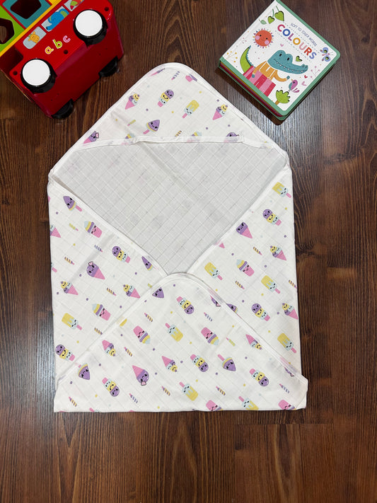 Ice Cream Hooded Muslin Baby Towel