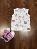 Teddy Muslin Sleeveless Button Jabla