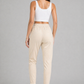 Varnam Women Lycra Slub Straight Pants - Beige