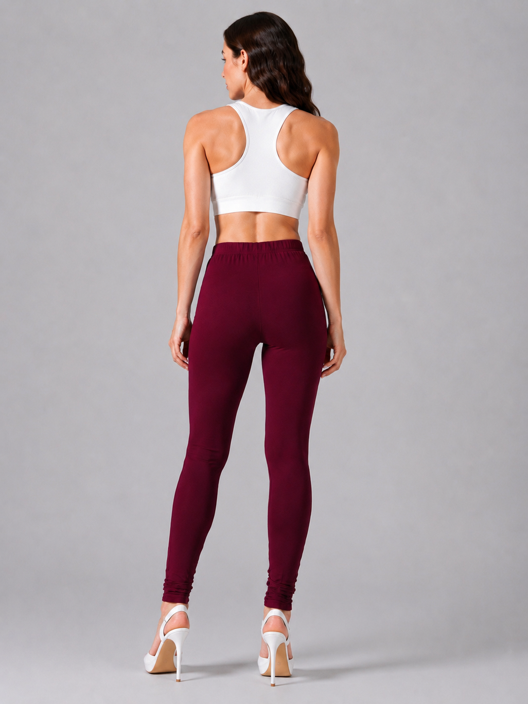 Brinda Women Full Length Cotton Leggings – Wine