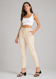 Varnam Women Lycra Slub Straight Pants - Beige