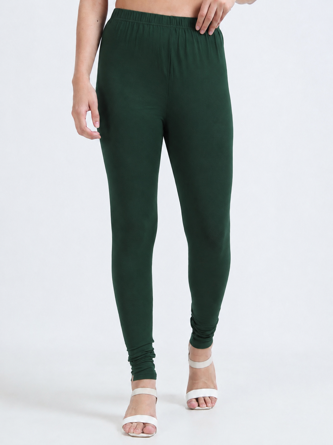Brinda Women Full Length Cotton Leggings – Bottle Green