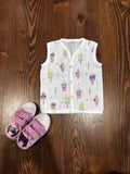 Ice Cream Muslin Sleeveless Button Jabla