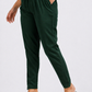 Varnam Women Lycra Slub Straight Pants – Bottle Green