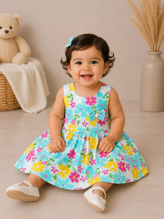 Candy Blossom Cotton Frock Blue