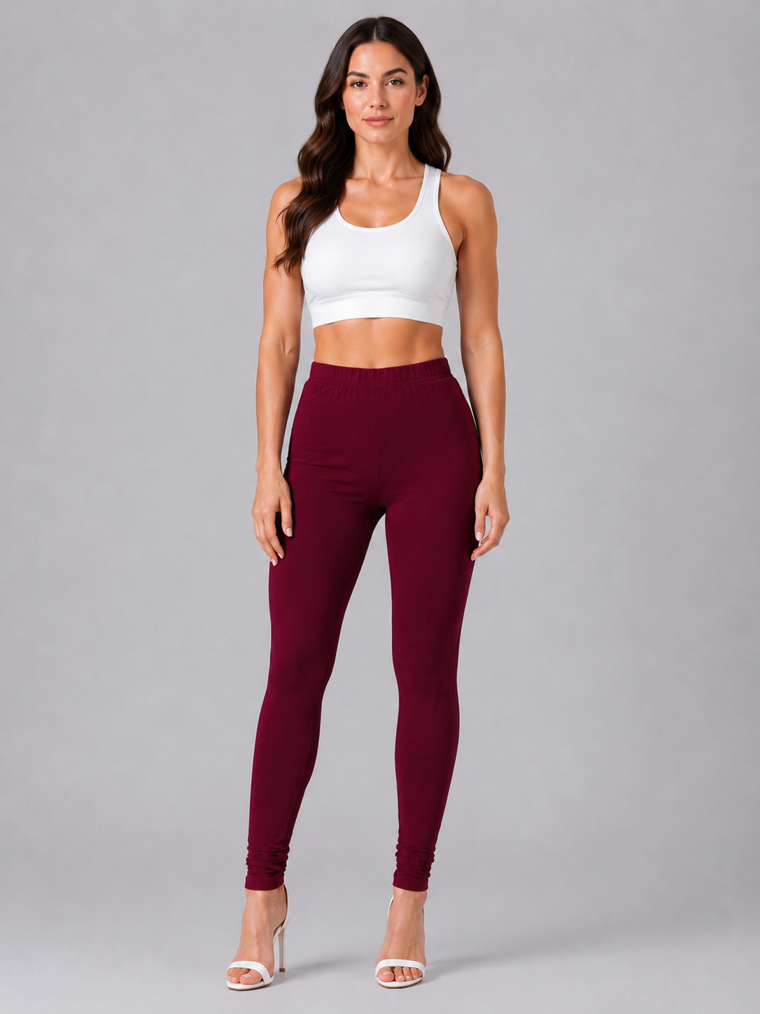 Brinda Women Full Length Cotton Leggings – Wine
