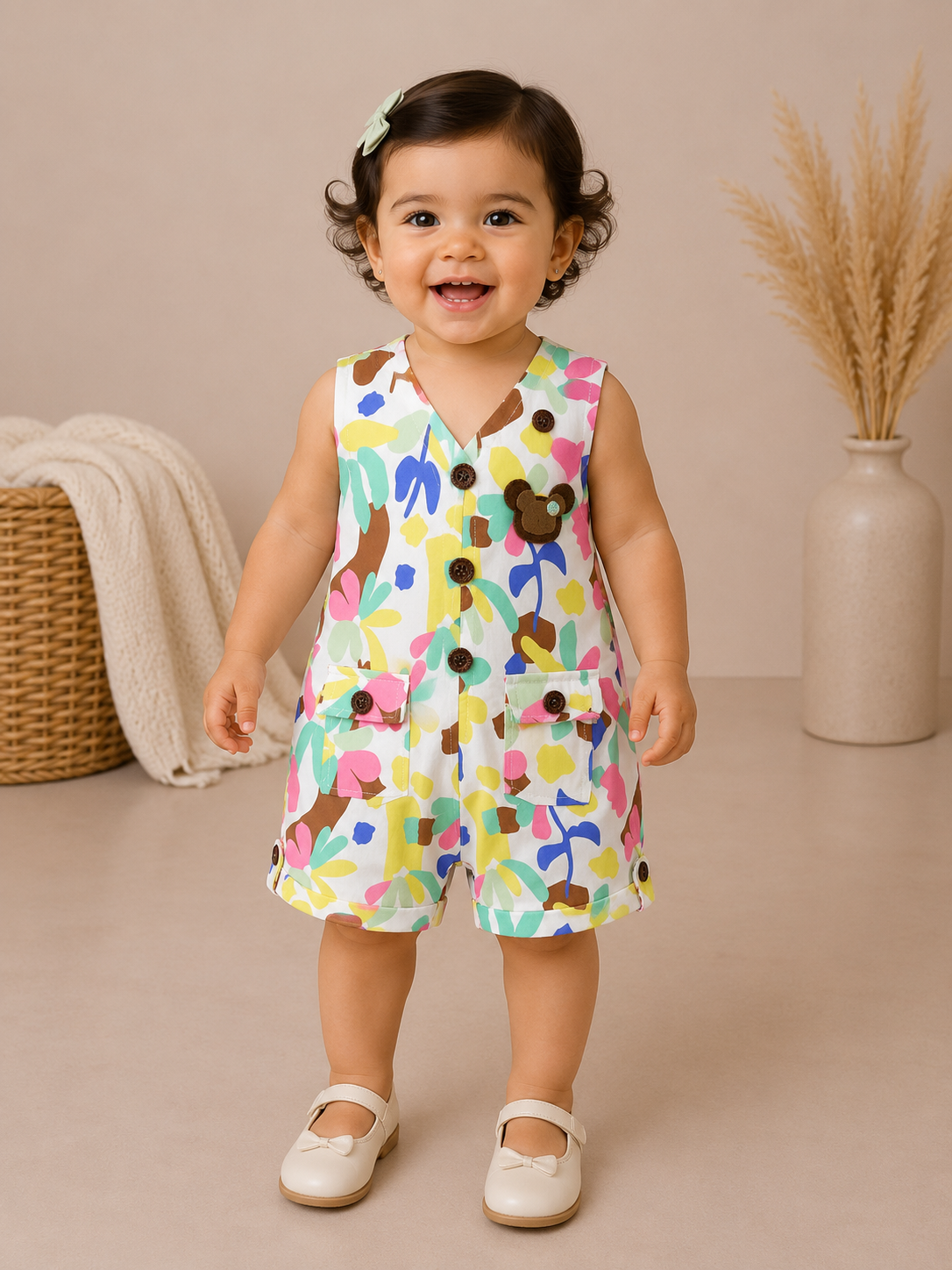 Floral Abstract Cotton Rompers