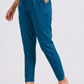 Varnam Women Lycra Slub Straight Pants – Petrol Blue