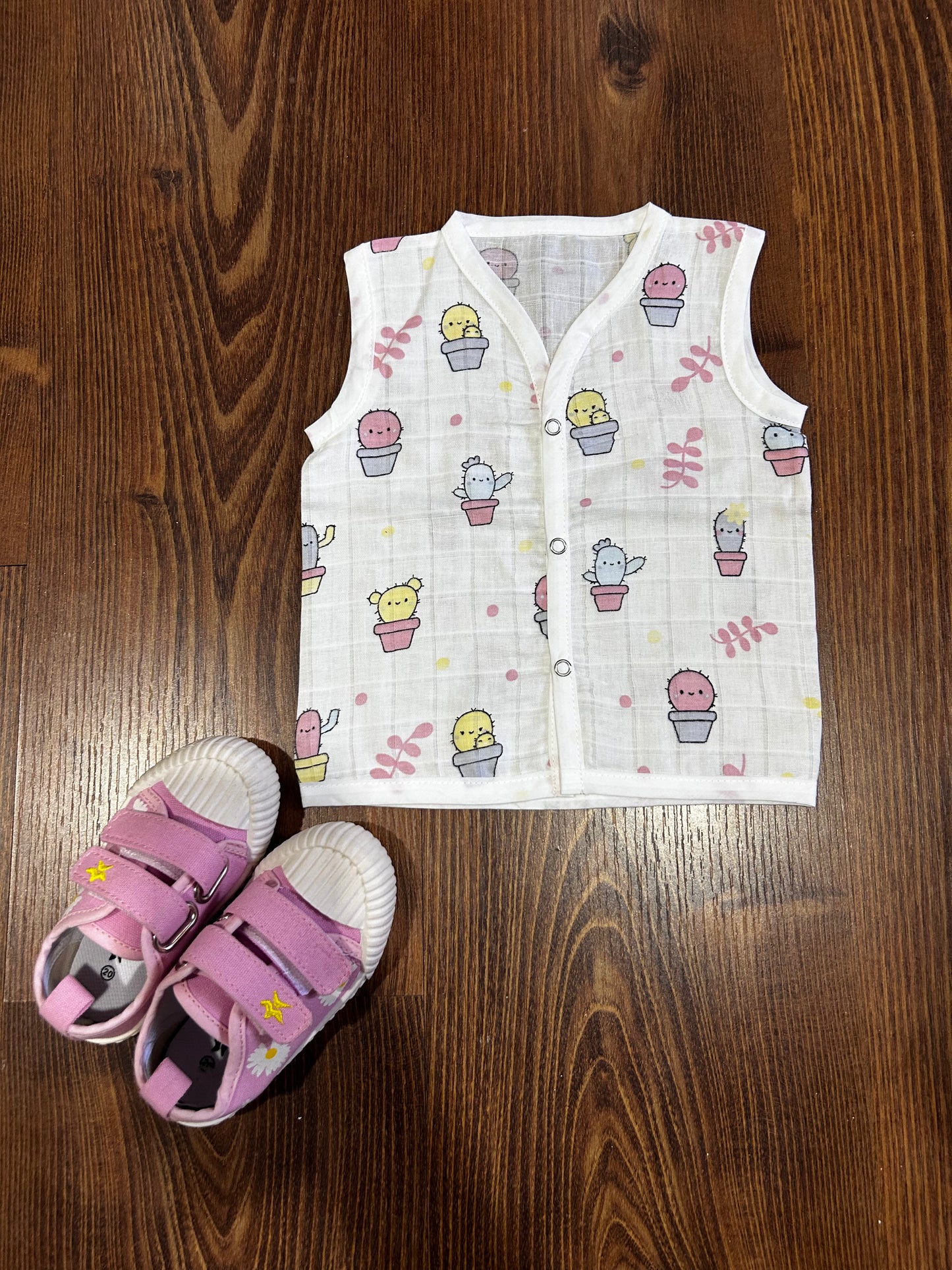Cactus Muslin Sleeveless Button Jabla