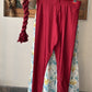 Varnam Shimmer Ankle Length Leggings With Shawl (Combo) - Maroon